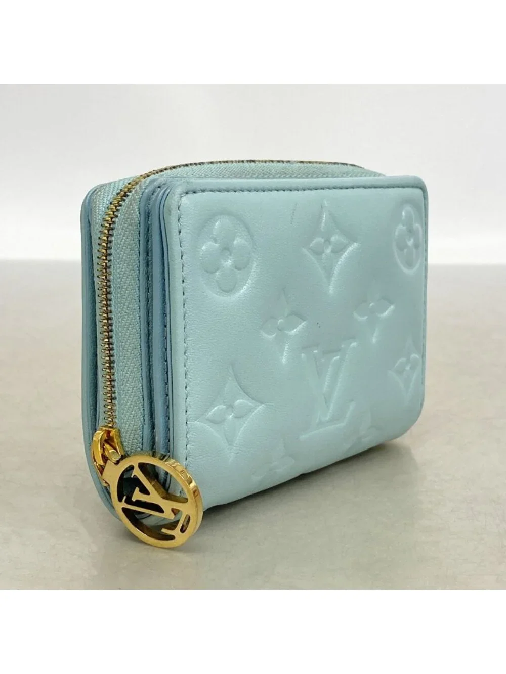 Louis Vuitton Wallet Monogram Embossed Portefeuille Lou Blue